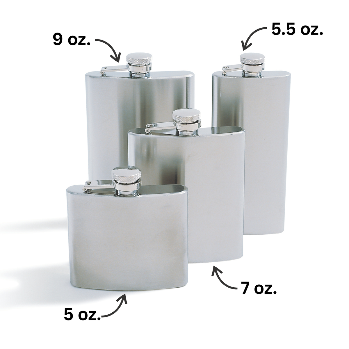 Concord Mirage Satin-Polished Stainless Steel Flask – 5 & 5.5 oz