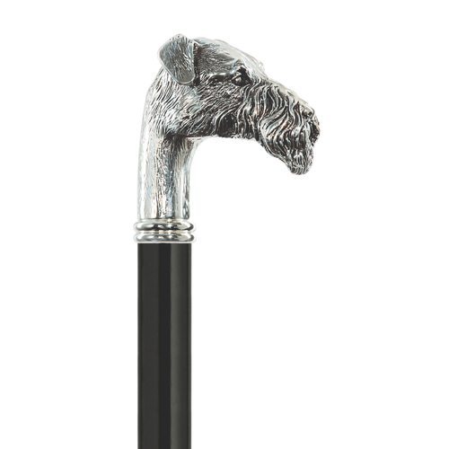Fox Terrier Walking Cane with Silver-Plated Handle – 36 Inch