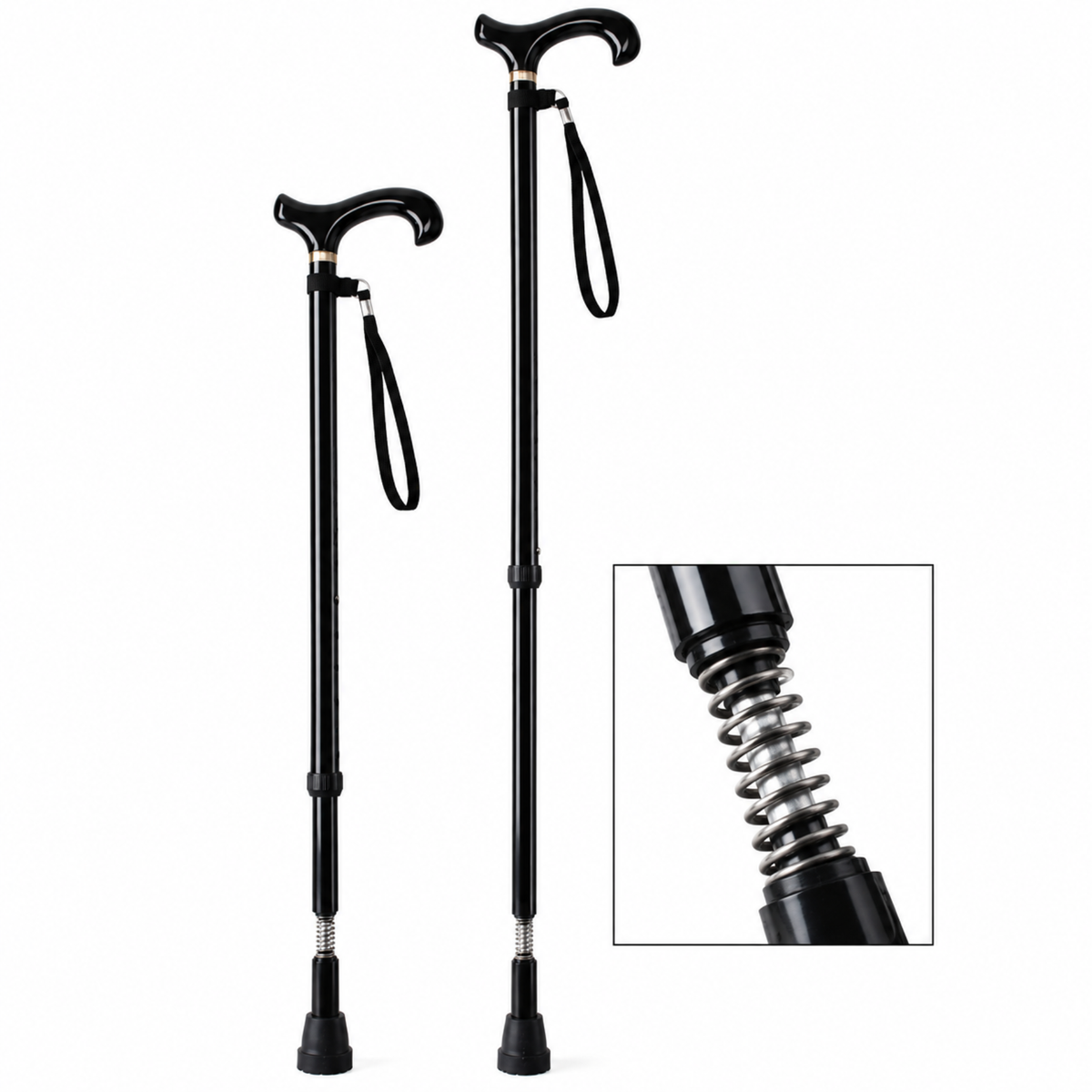 Adjustable Aluminum Derby Cane with Shock Absorber – 32–41″