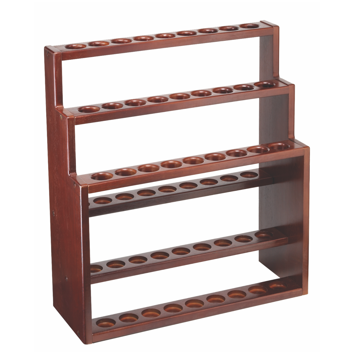 Solid Hardwood 3-Tier Walking Cane Display Stand - 27 Slots, Dark Wood Finish
