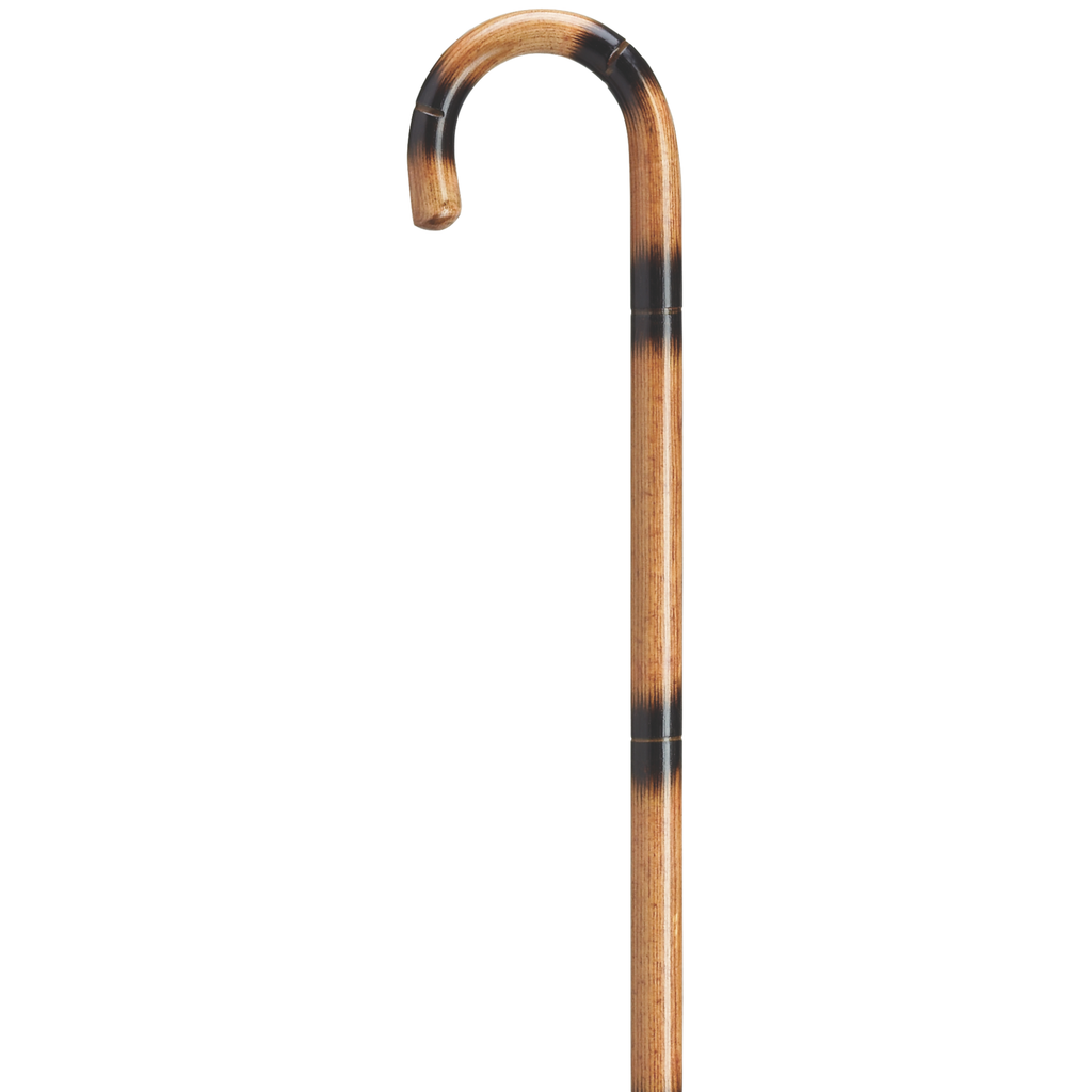 Ash Wood Crook Handle Walking Cane – Walnut or Stepped Applewood