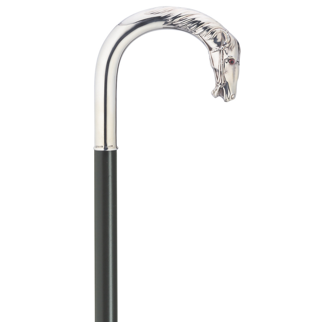 Handcrafted Horse Head Handle Crook Cane - Artisan German Craftsmanship