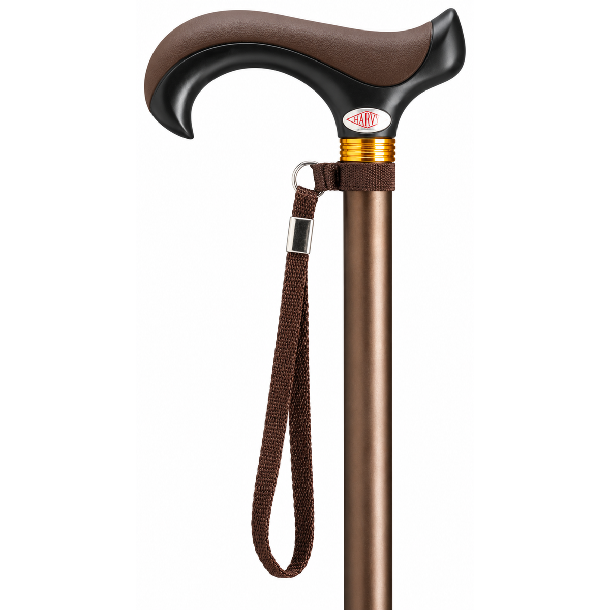 Overmold Derby Aluminum Adjustable Walking Cane-Brown