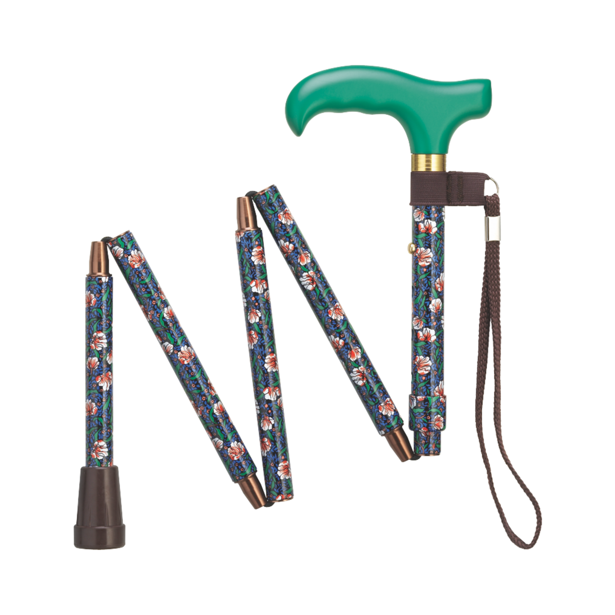 Compact Ladies Folding Cane - Adjustable Aluminum, Wood-Style Handle