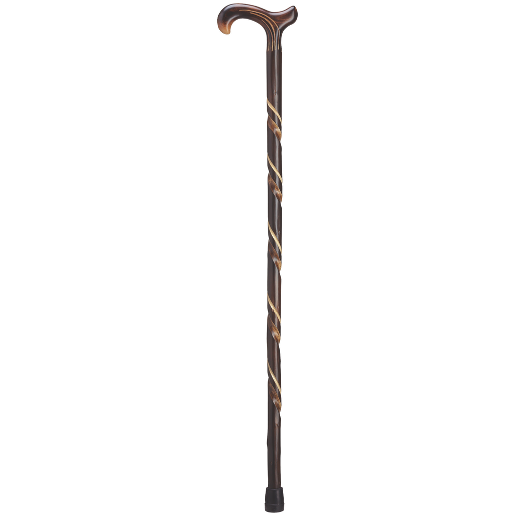 Hand Carved Spiral Derby Cane - Tall