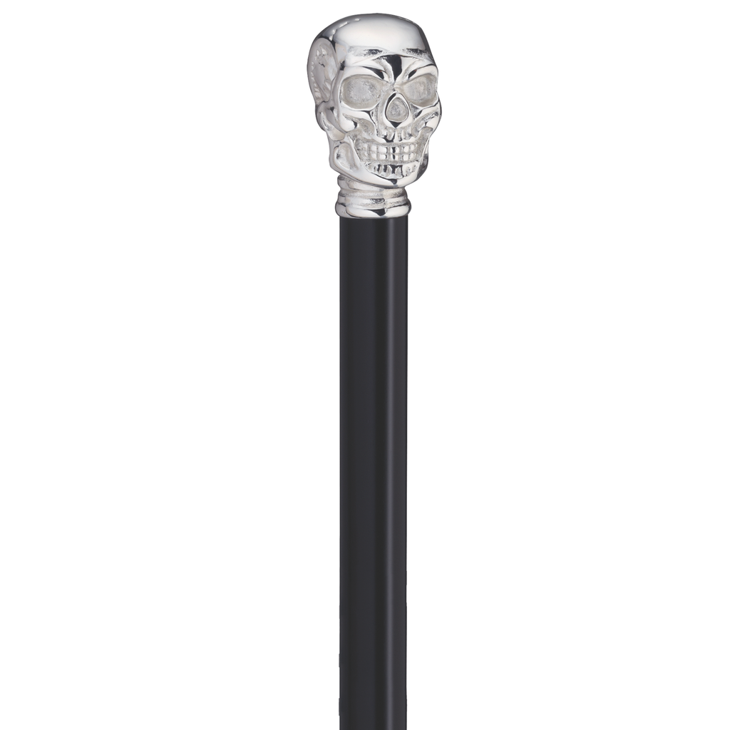 Chrome-Plated Solid Brass Skull Walking Cane – 36 Inch