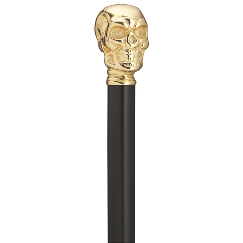 Gold-Plated Solid Brass Skull Walking Cane – 36 Inch