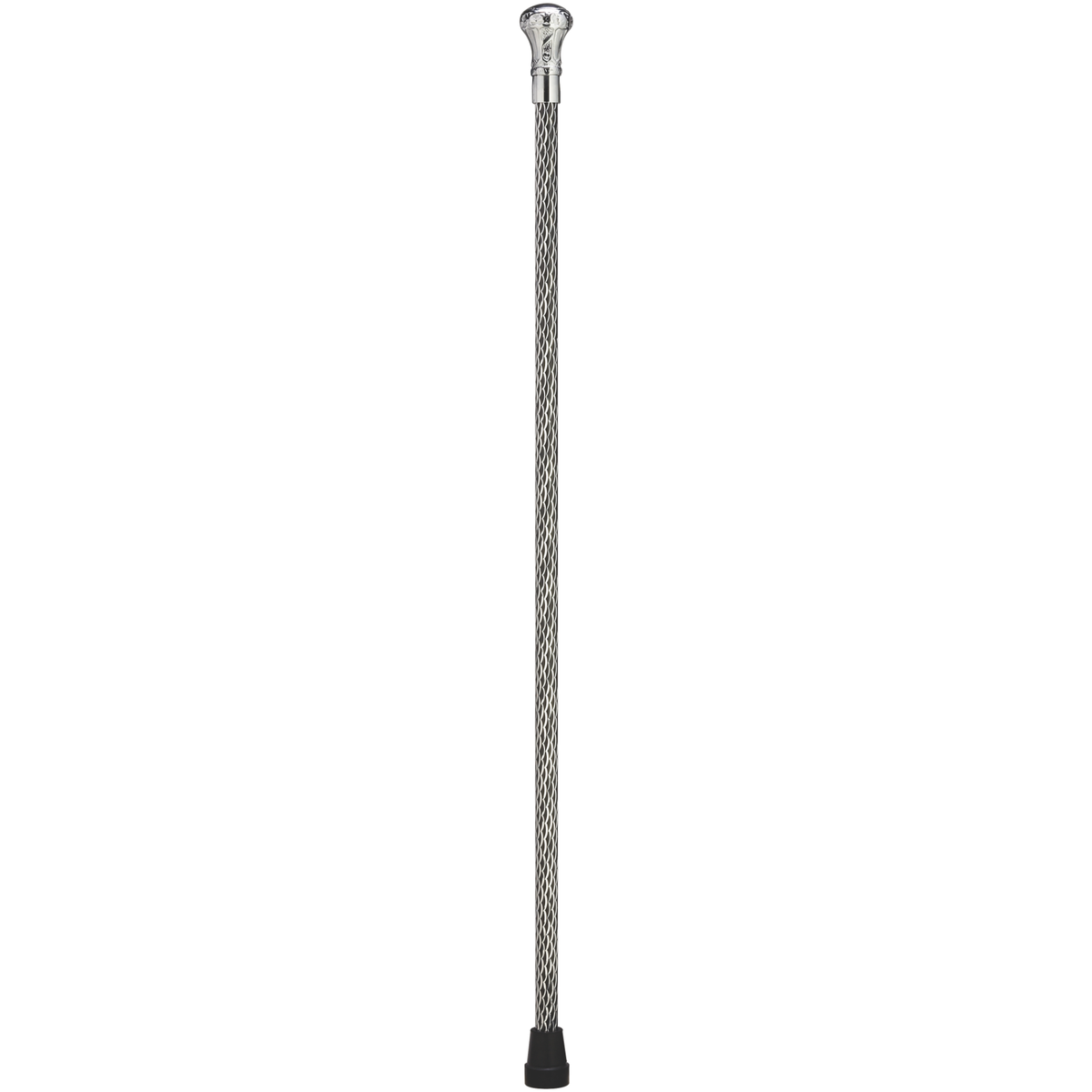 Chrome-Plated Brass Knob Walking Cane – Glitter-Etched, 36 Inch