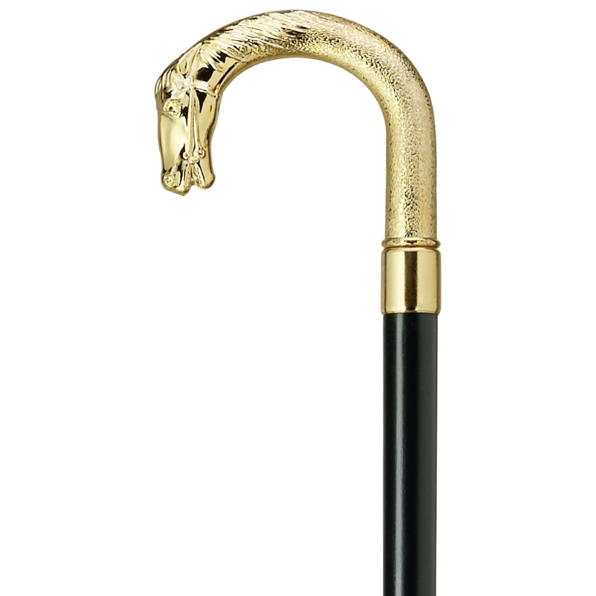 Men's Crook Shape Horse Head Cane-Gold Tone