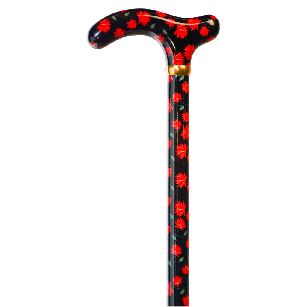 Royal Red Flower Walking Cane