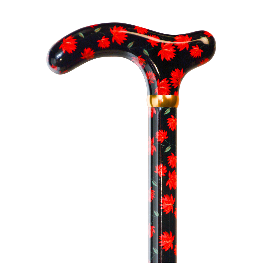 Royal Red Flower Walking Cane
