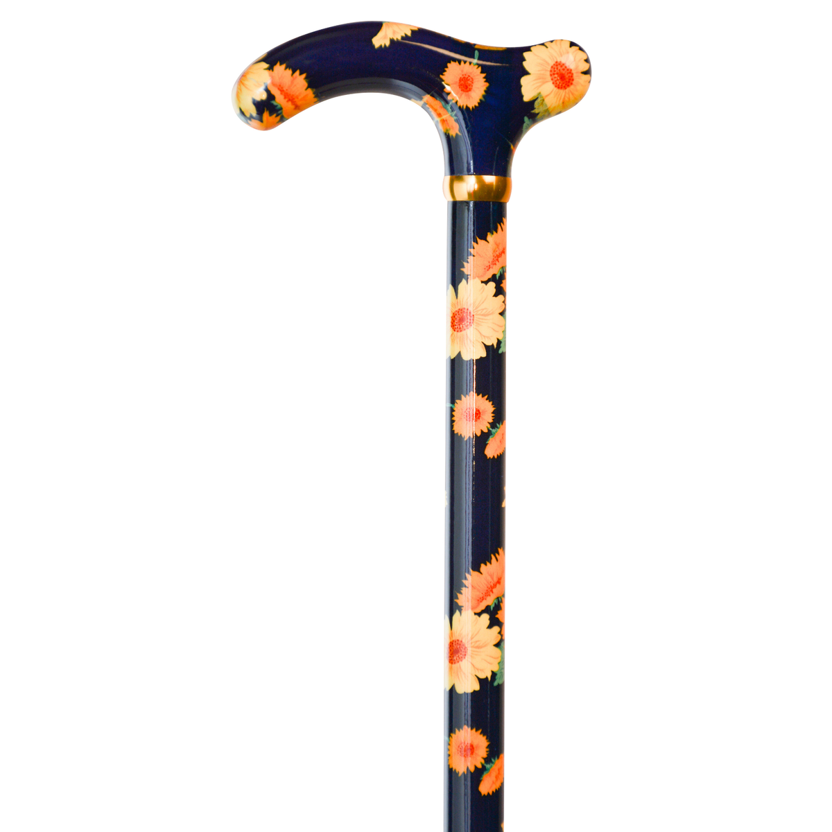 Sunflower Walking Cane with Derby Handle & Brass Accents 35.5
