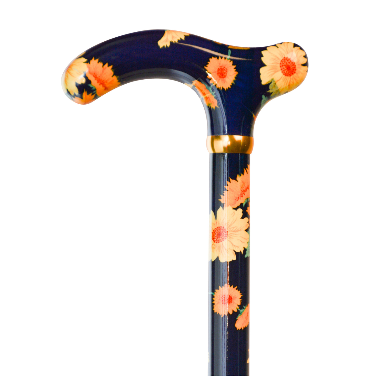 Sunflower Walking Cane with Derby Handle & Brass Accents 35.5