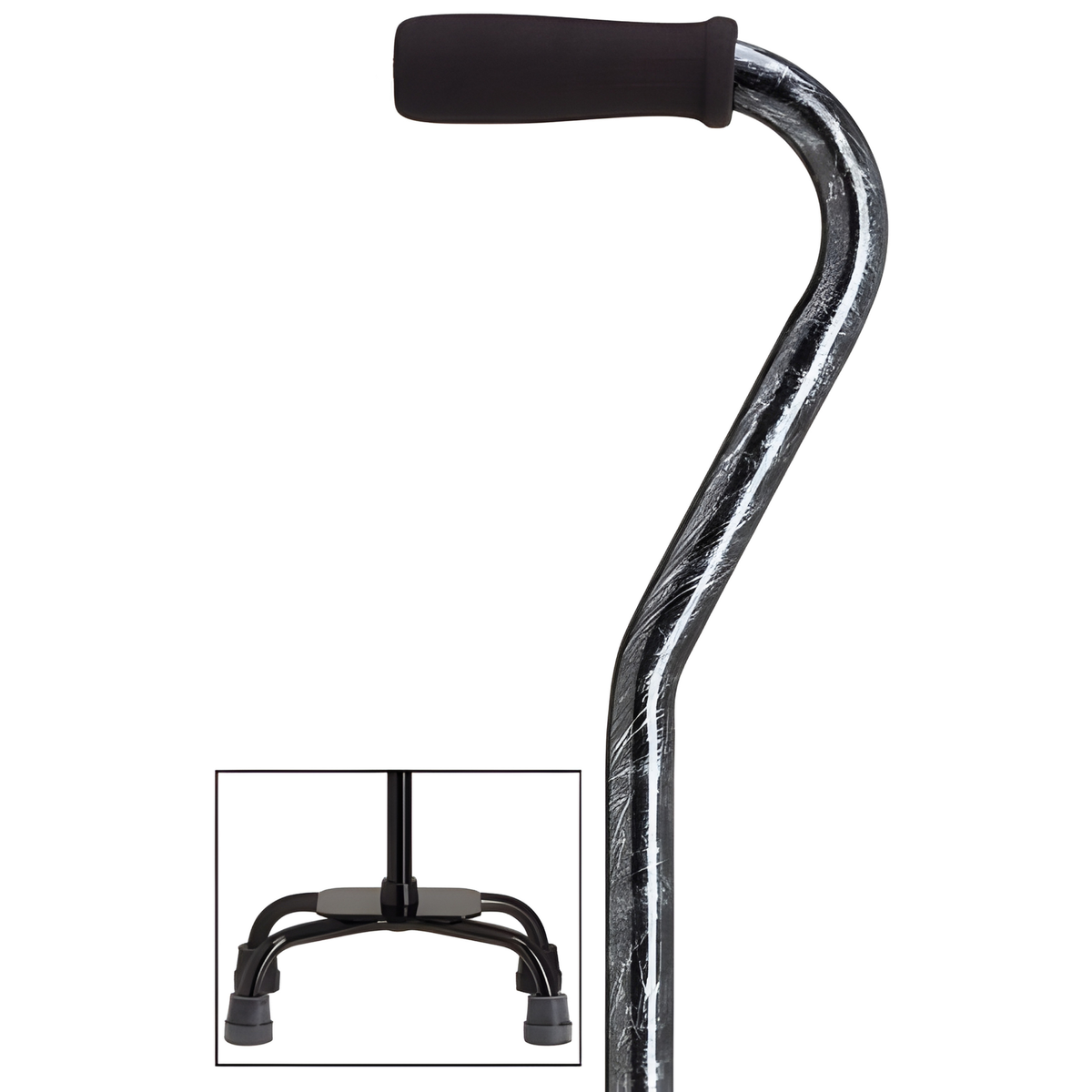 Offset Walking Cane with Quad Base