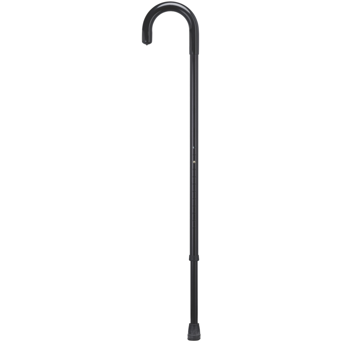 Adjustable Black Aluminum Crook Cane with Vinyl Grip – 33–41″