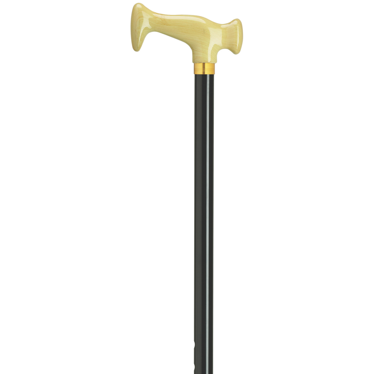 Adjustable Ivory Acrylic Handle Cane with Brass Band – 30–38″