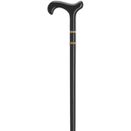 Bijoux Black Derby Walking Cane with Brass Friendship Rings