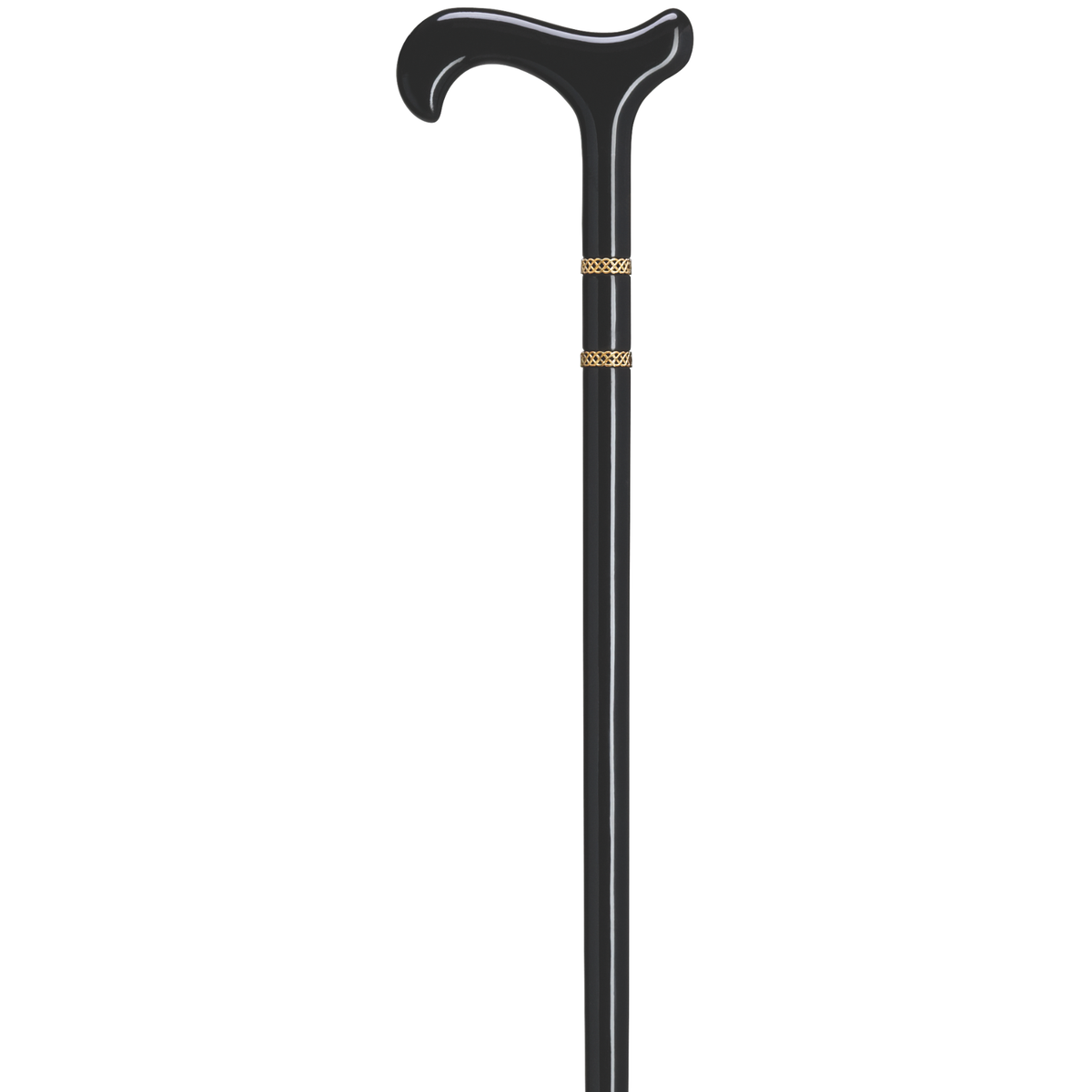 Bijoux Black Derby Walking Cane with Brass Friendship Rings