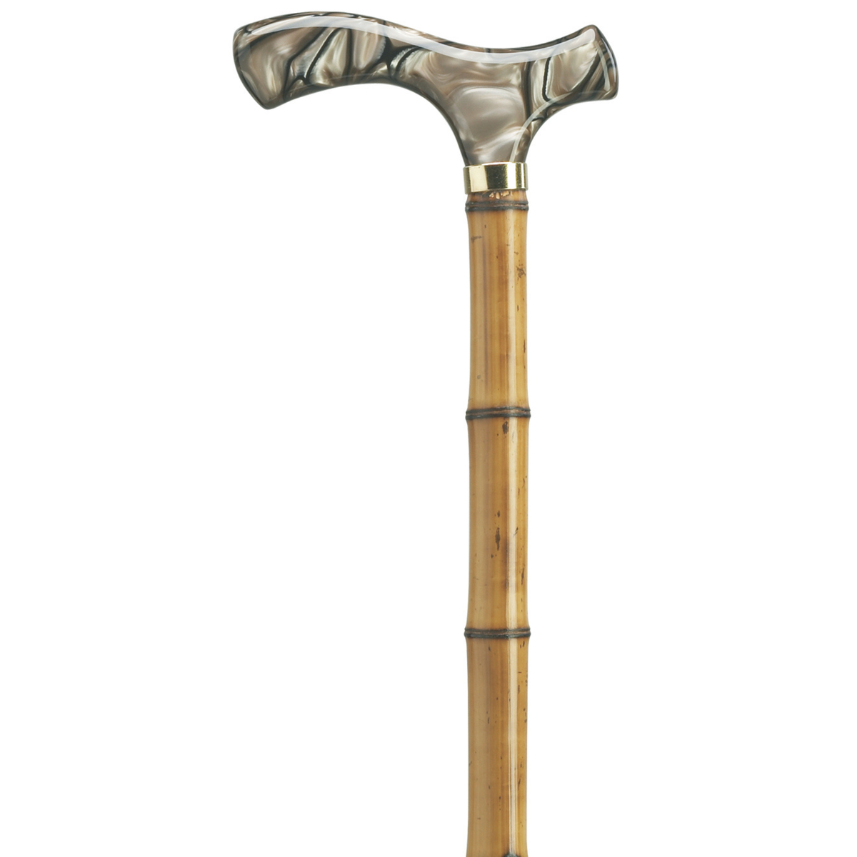 Brown Pearlized Acrylic Fritz Handle Cane – Bamboo Shaft, 36″