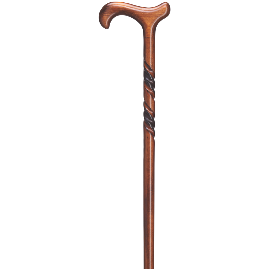 Elegant Spiral Derby Cane - Dark Cherry, 36” German Craftsmanship