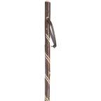 German Chestnut Hiking Staff: Hand-Carved, Leather Strap, 50” Spike Tip