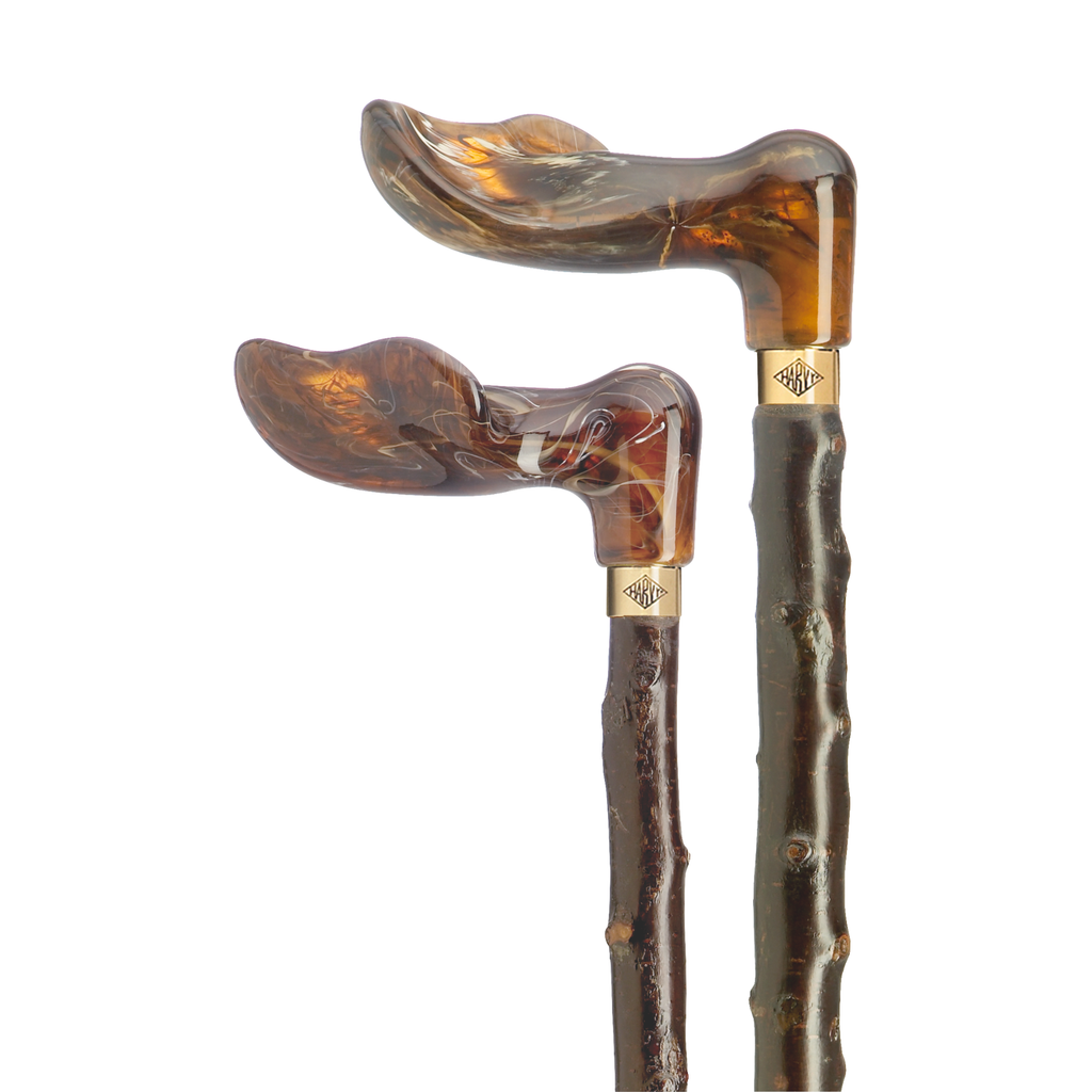 Amber Acrylic Palm Grip Blackthorn Walking Cane – 36″