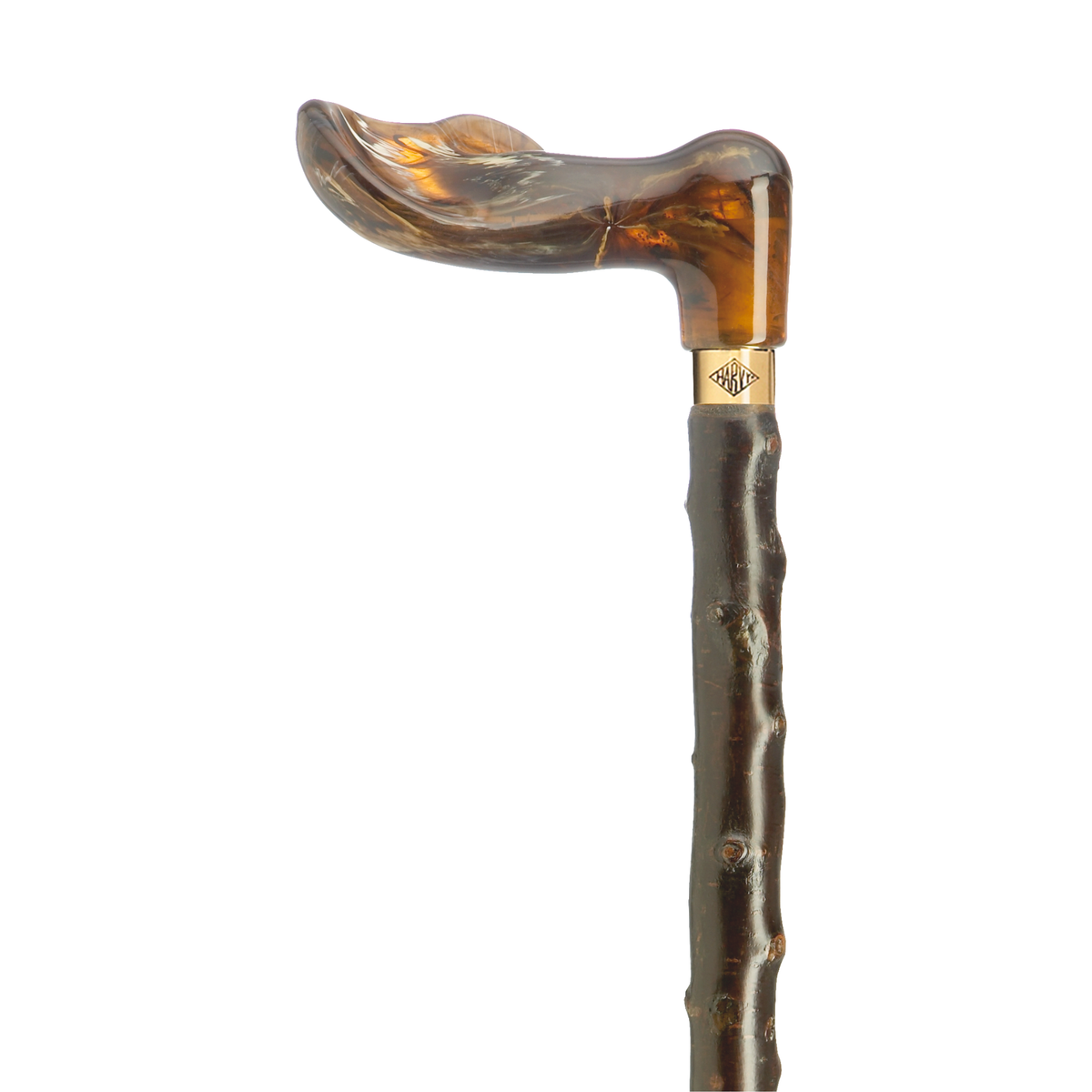 Amber Acrylic Palm Grip Blackthorn Walking Cane – 36″